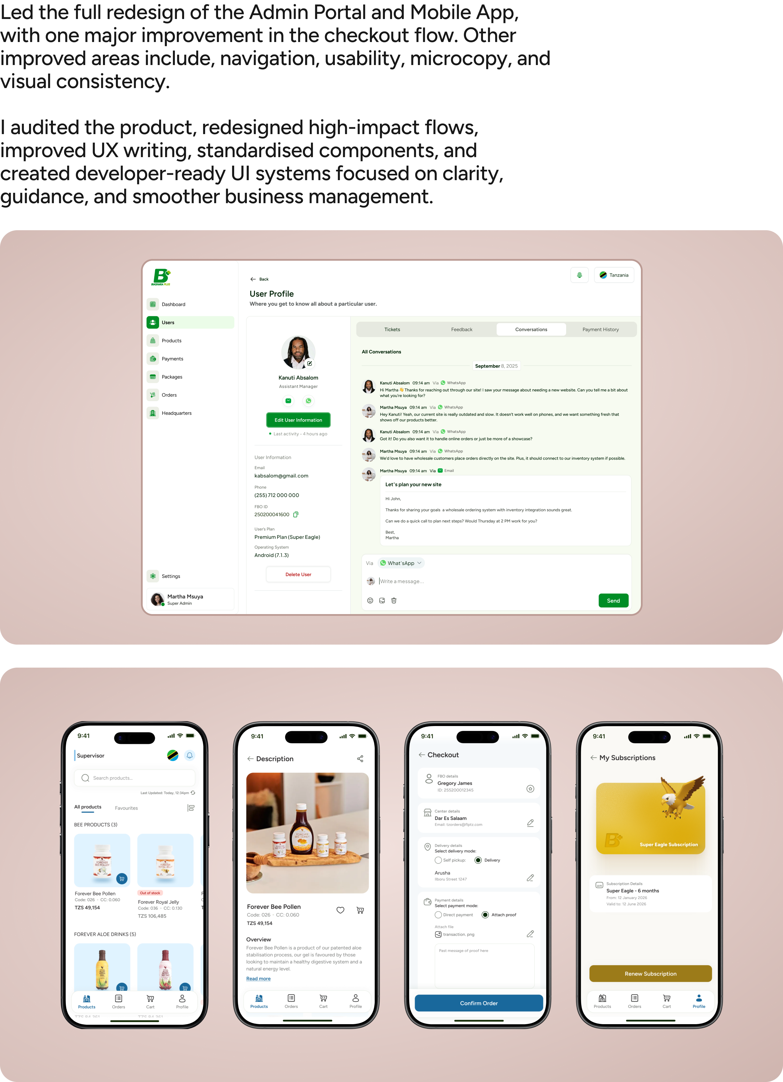 Biashara Plus design — overview and screens