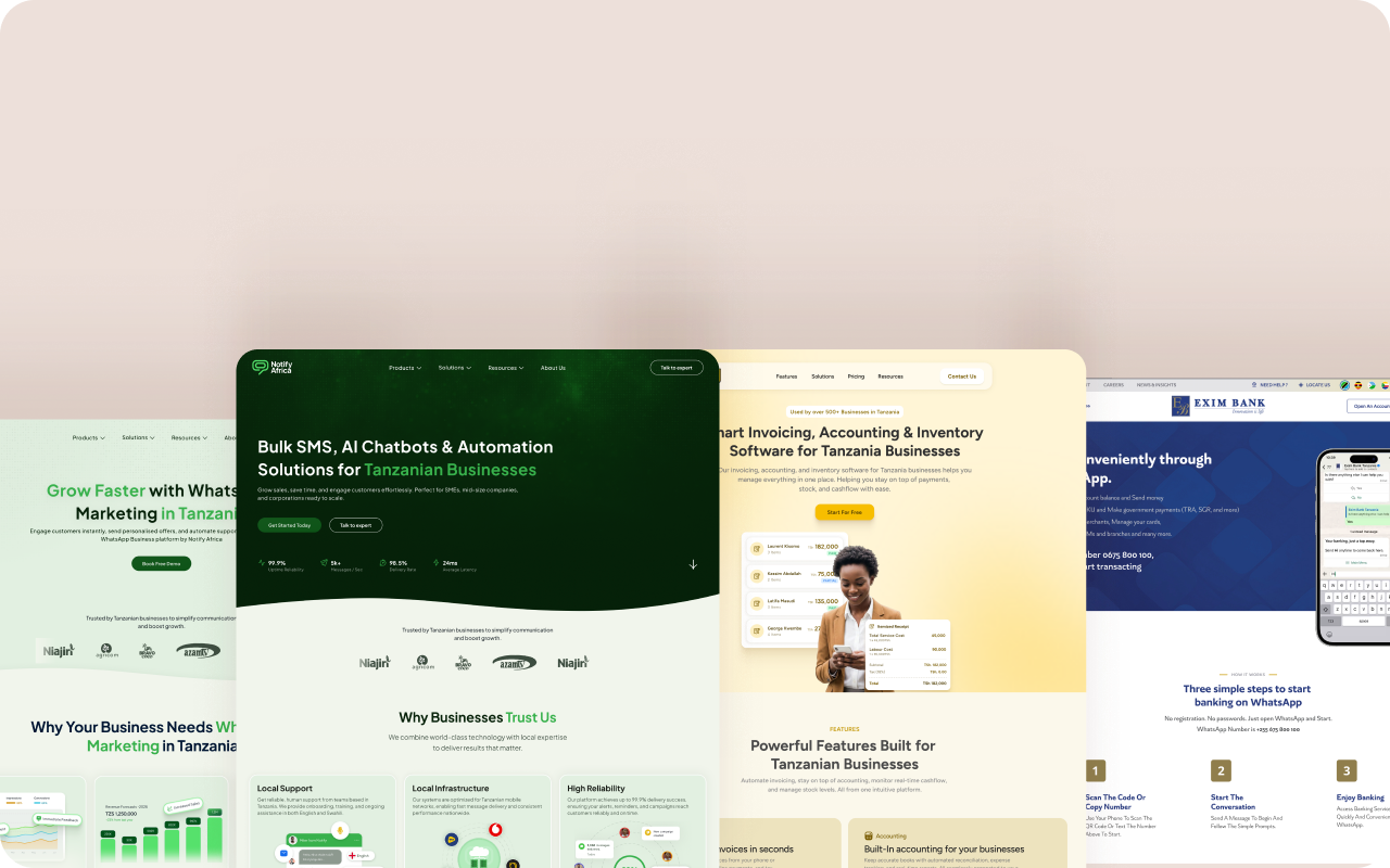 Website and landing page samples
